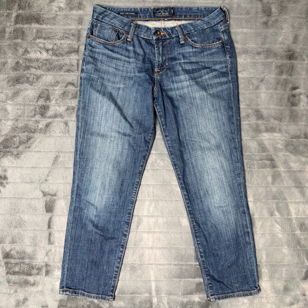 Lucky Brand Sweet Jean Skimmer Medium Wash Cropped Jeans Size 6/28 Blue Womens